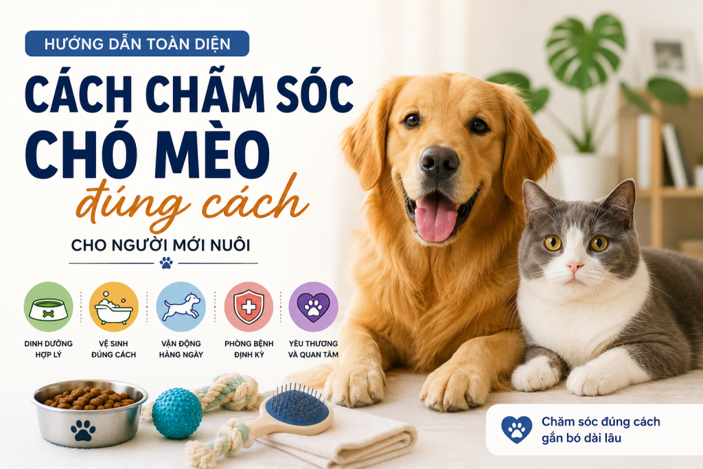 Cách chăm sóc chó mèo đúng cách cho người mới nuôi